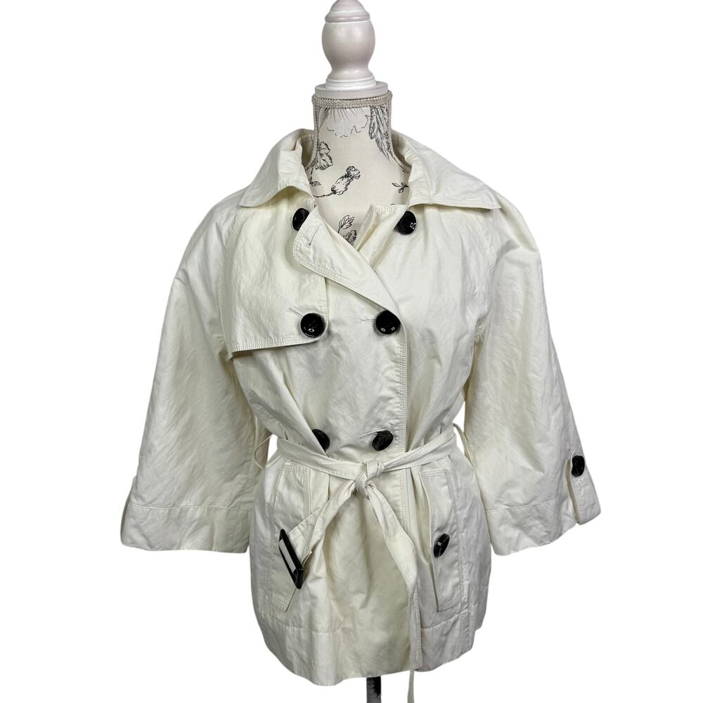 White House Black Market Cream Trench Coat